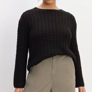 EVERLANE MERINO WOOL COTTON CABLE KNIT SWEATER
